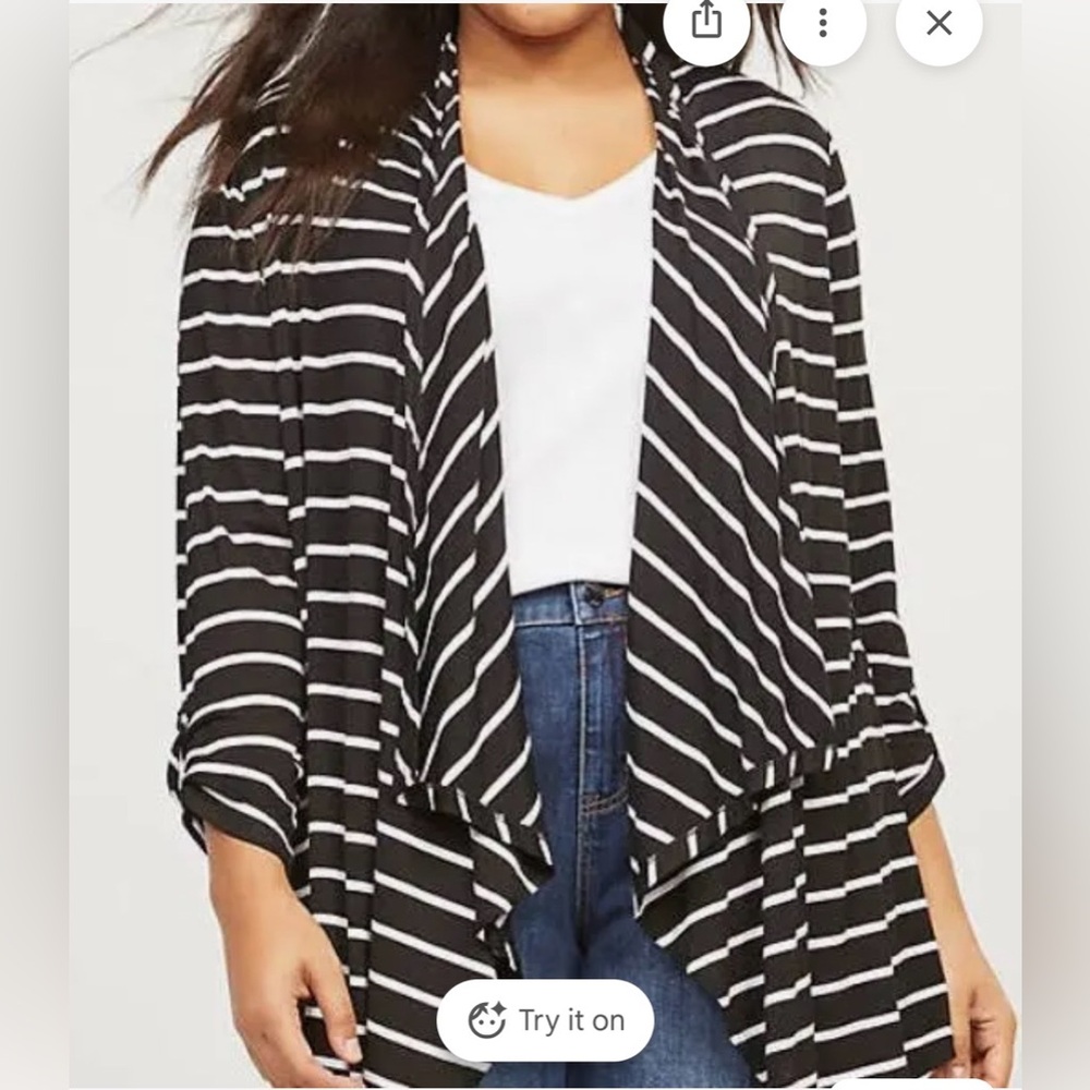 Lane Bryant Plus Size Front Drape Open‎ Cardigan Striped. 26/28.